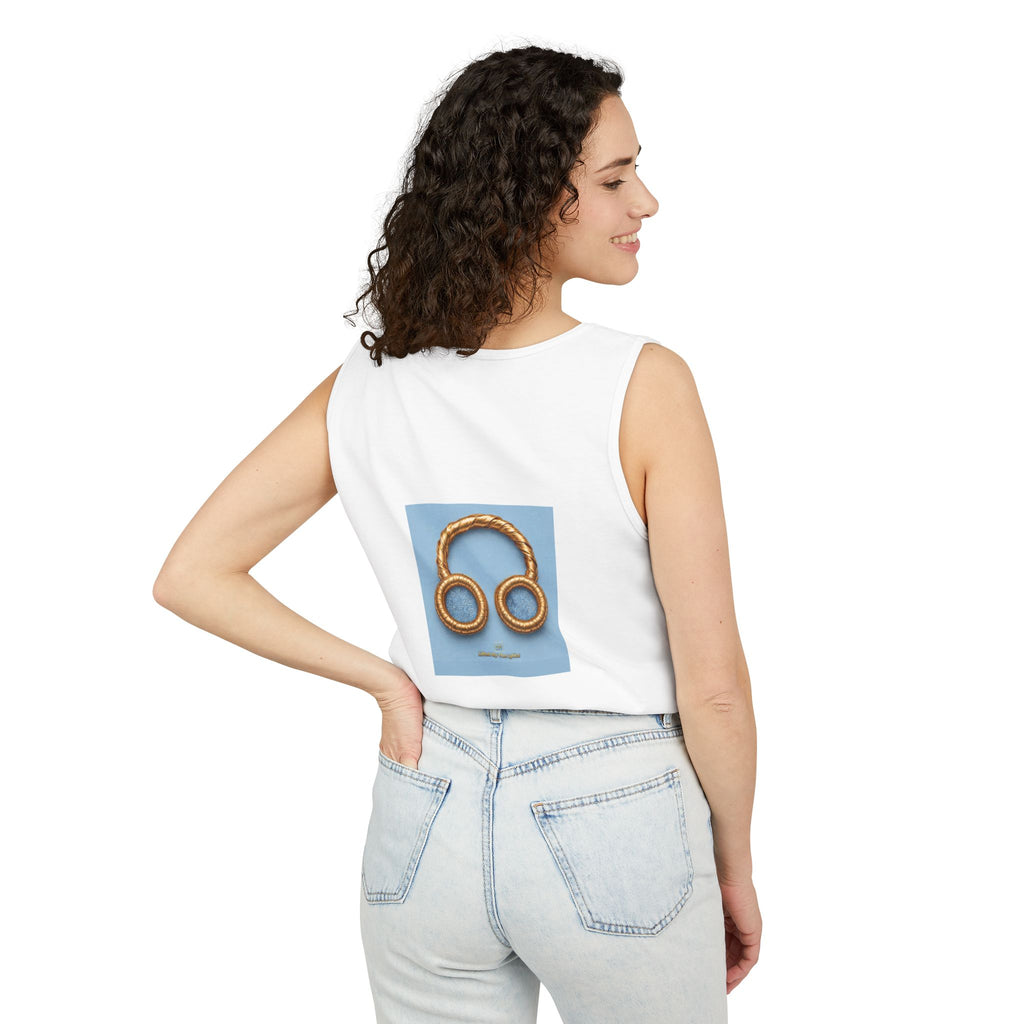 Gold Pretzel Headphones Tank Top — Music Lover Graphic Tank