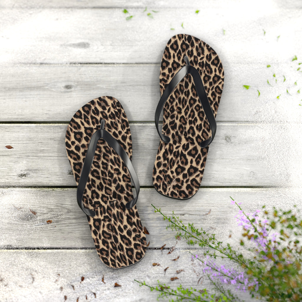Leopard Print Flip Flops — Chic Animal Print Beach Sandals