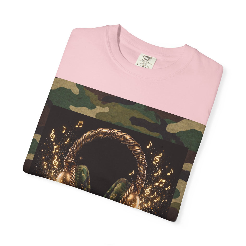 Camo Headphones Tee — Gold Spark DJ Music Graphic T-Shirt - The LW Shop