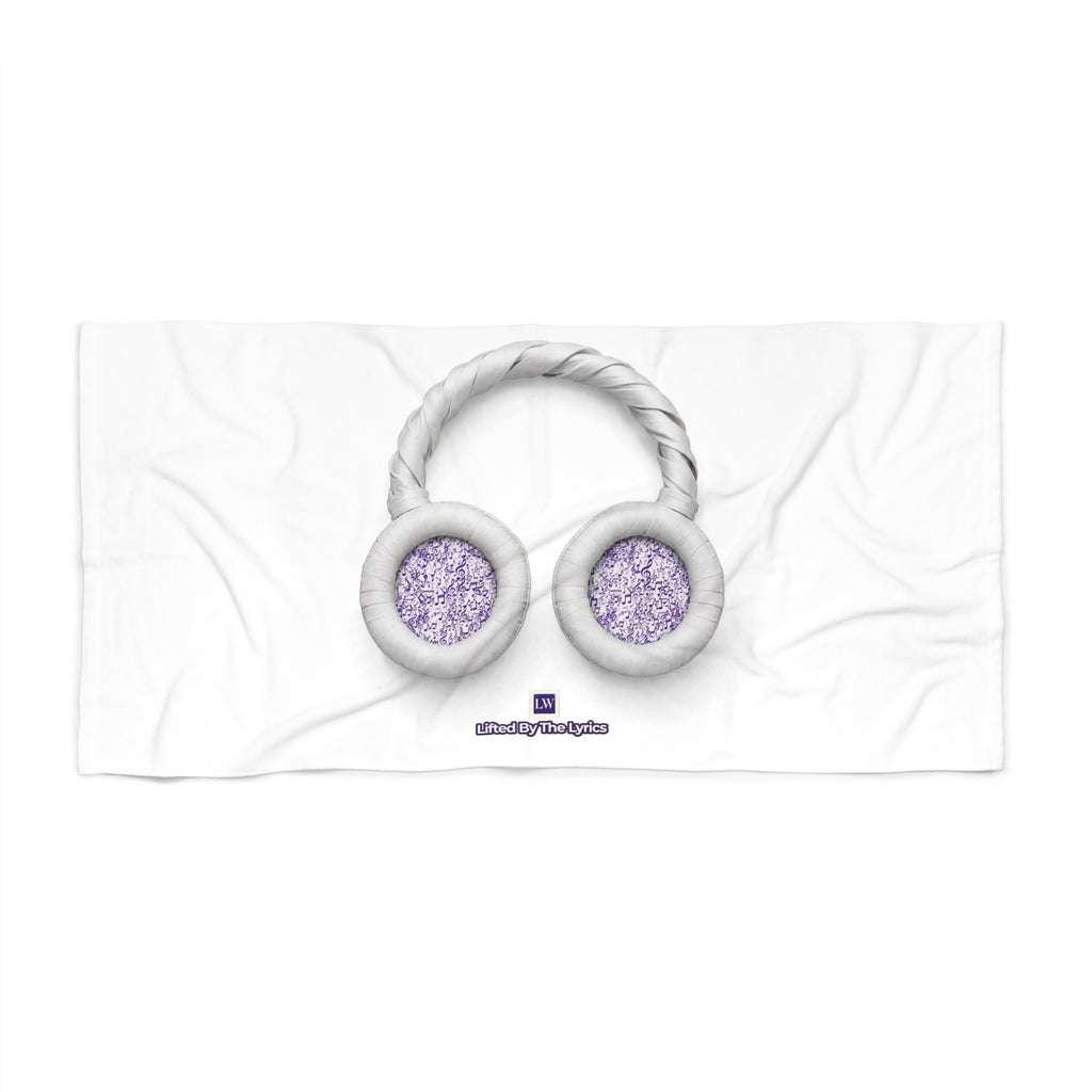 Crystal Headphones Beach Towel — Luxe Glitter Earbuds Design