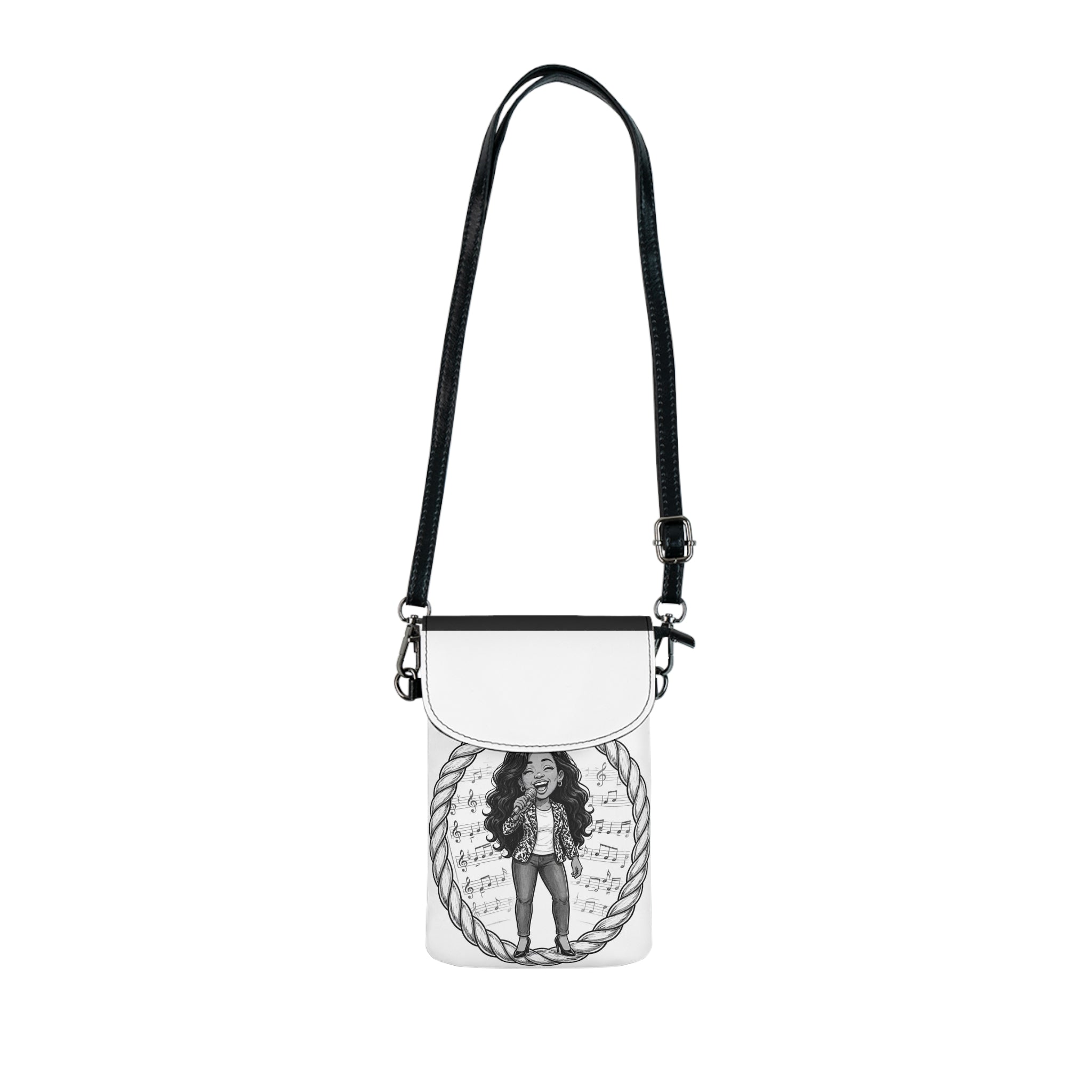 Black and white Supertar Singer Small Cell Phone Wallet