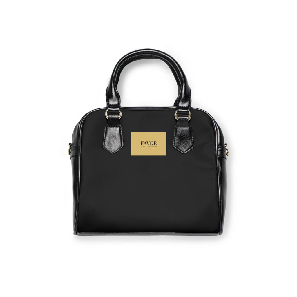 “ Favor The Ultimate Shortcut “ Classic Black & Gold Shoulder Handbag – Elegant Everyday Tote - The LW Shop