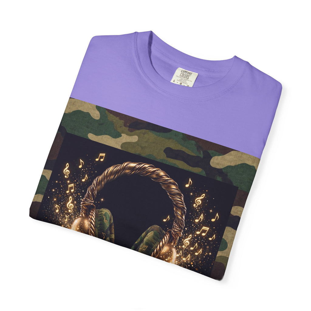 Camo Headphones Tee — Gold Spark DJ Music Graphic T-Shirt - The LW Shop