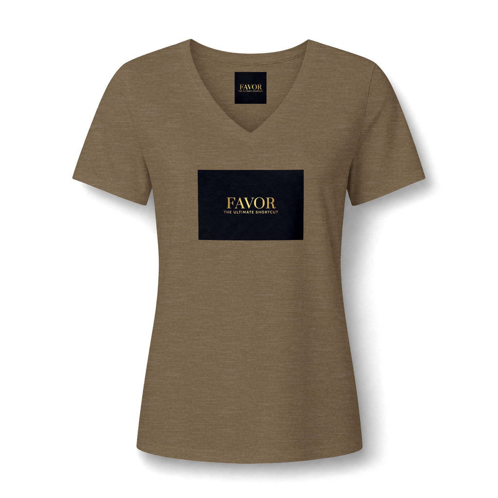 V-Neck Tee — 'Favor Heavens Favorite' Gold Script Graphic - The LW Shop