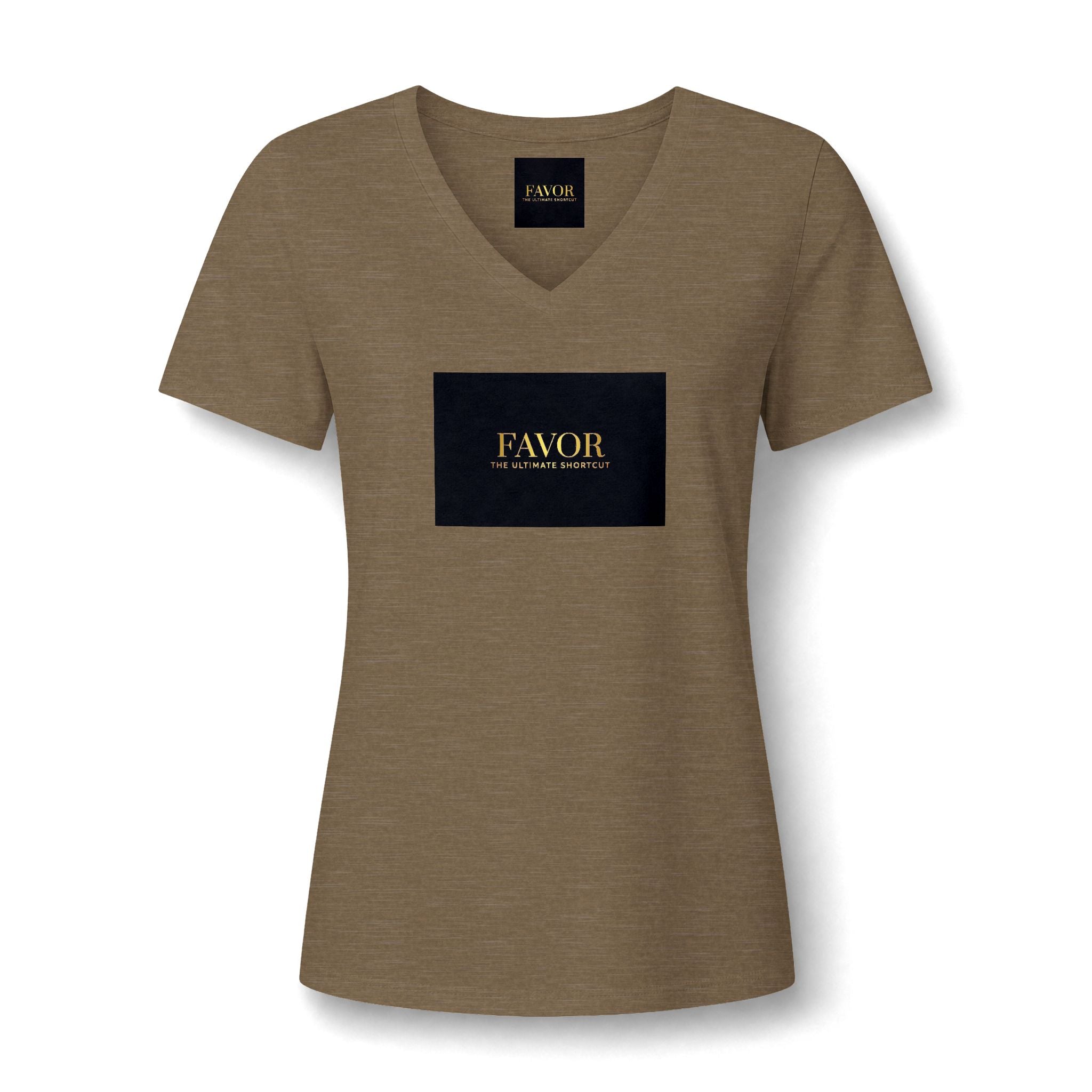 V-Neck Tee — 'Favor Heavens Favorite' Gold Script Graphic - The LW Shop