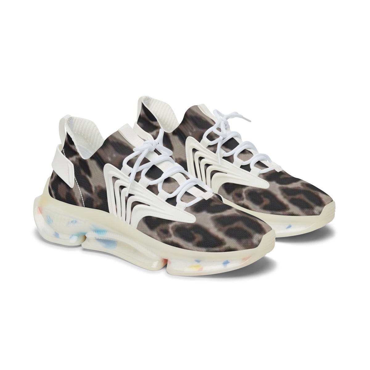 Taupe Color Leopard Print Mesh Sneakers for Women — Lightweight Athletic Streetwear - The LW Shop