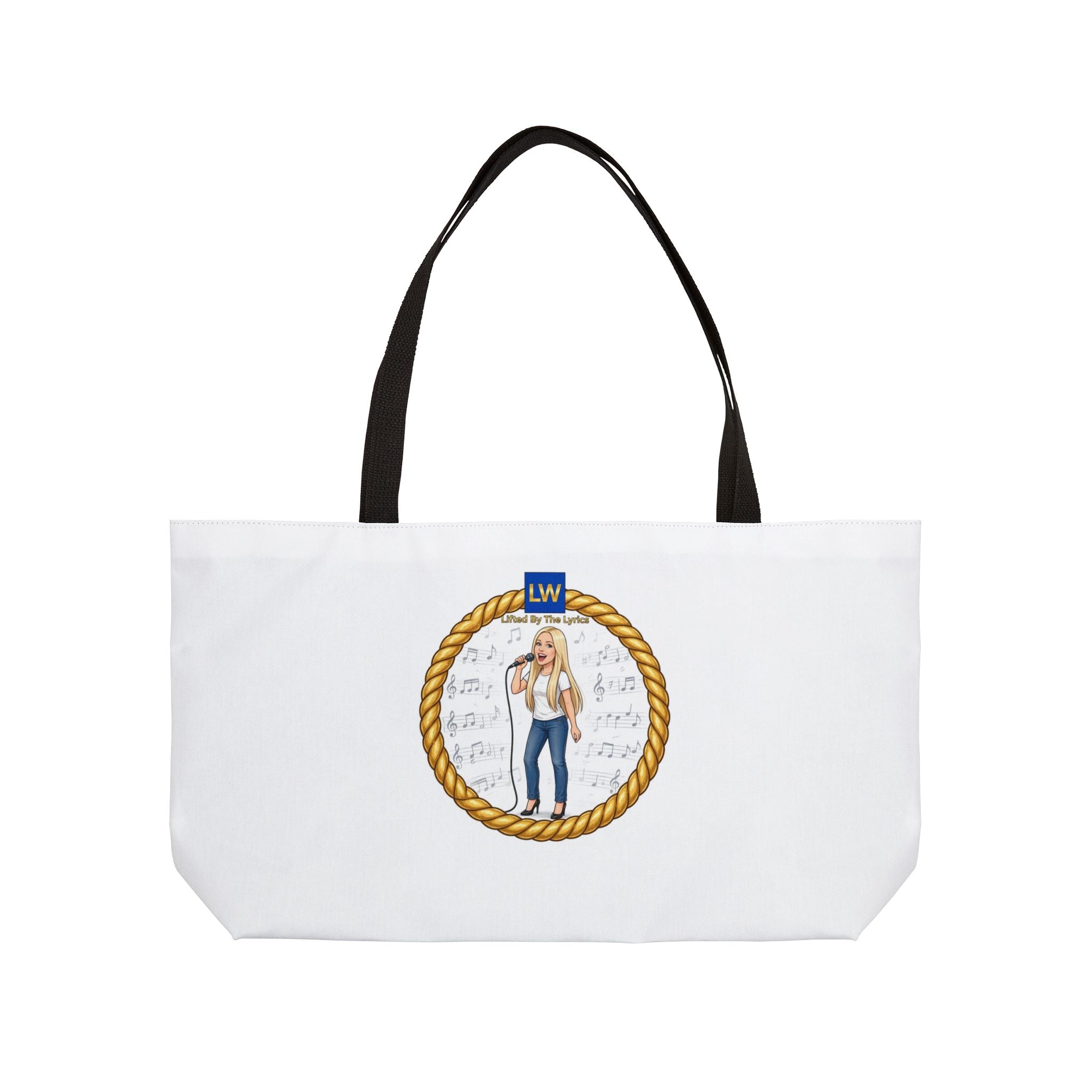 Singing Woman Weekender Tote Bag — Nautical Blonde Music Lover Tote (LW Monogram)