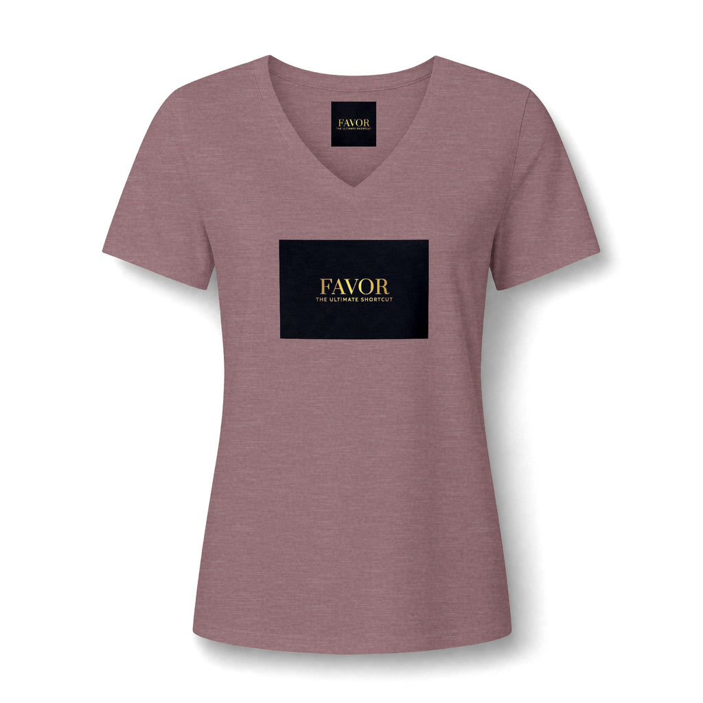 V-Neck Tee — 'Favor Heavens Favorite' Gold Script Graphic - The LW Shop