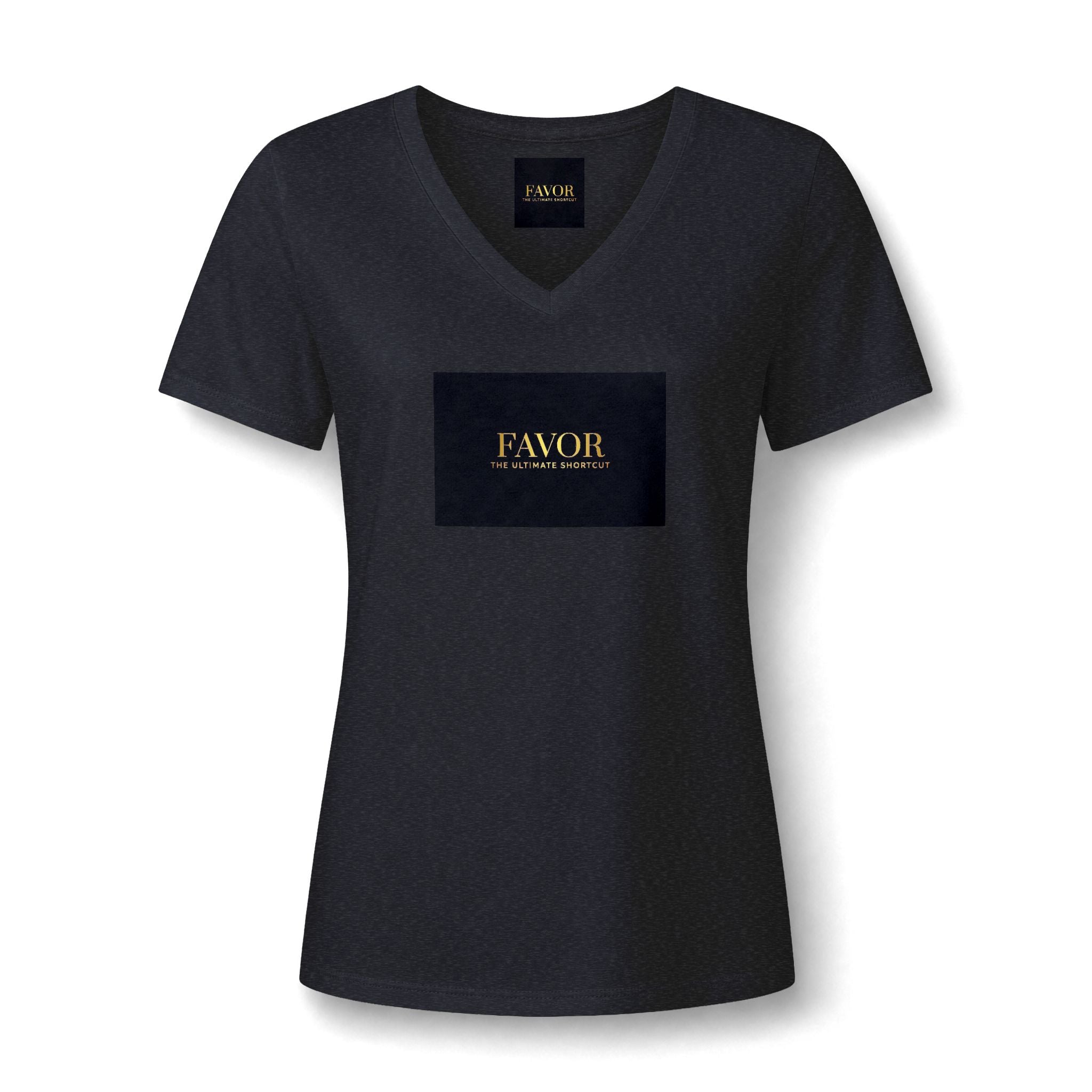 V-Neck Tee — 'Favor Heavens Favorite' Gold Script Graphic - The LW Shop