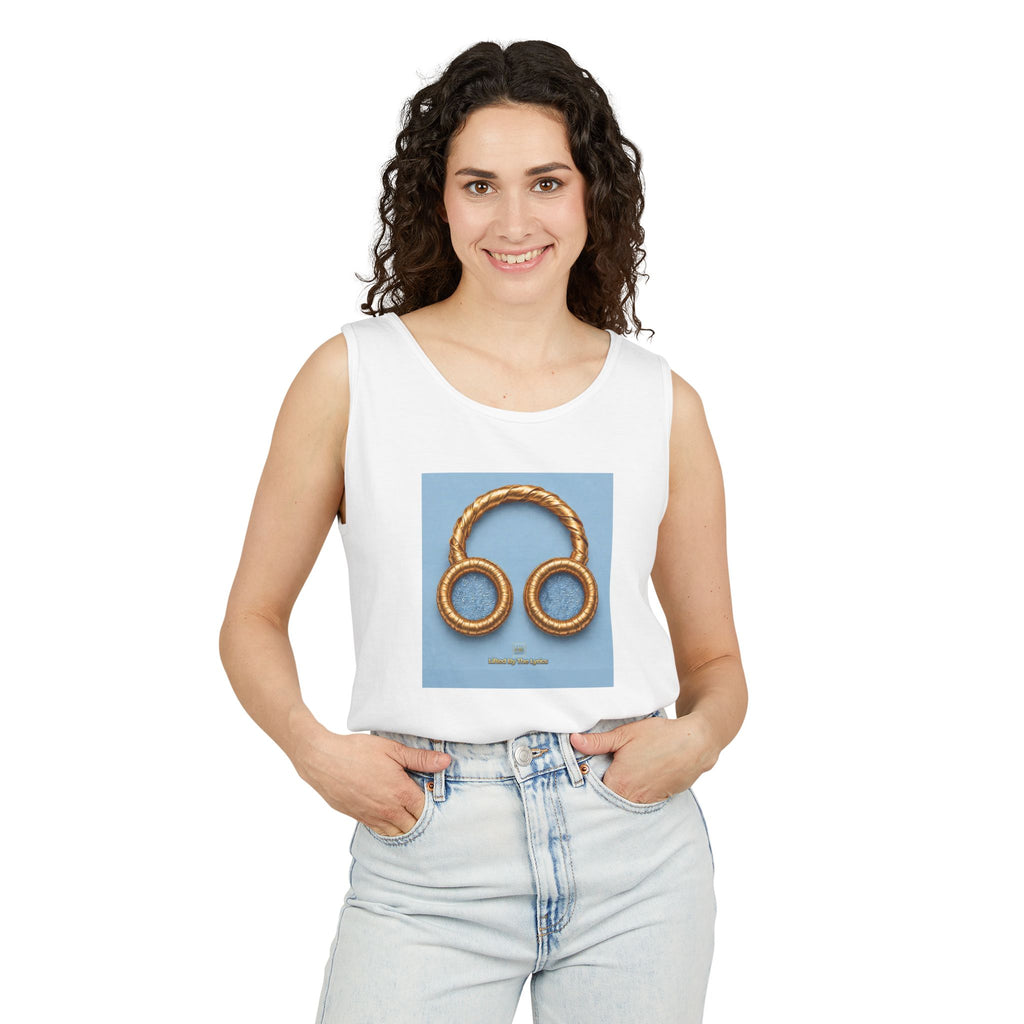 Gold Pretzel Headphones Tank Top — Music Lover Graphic Tank