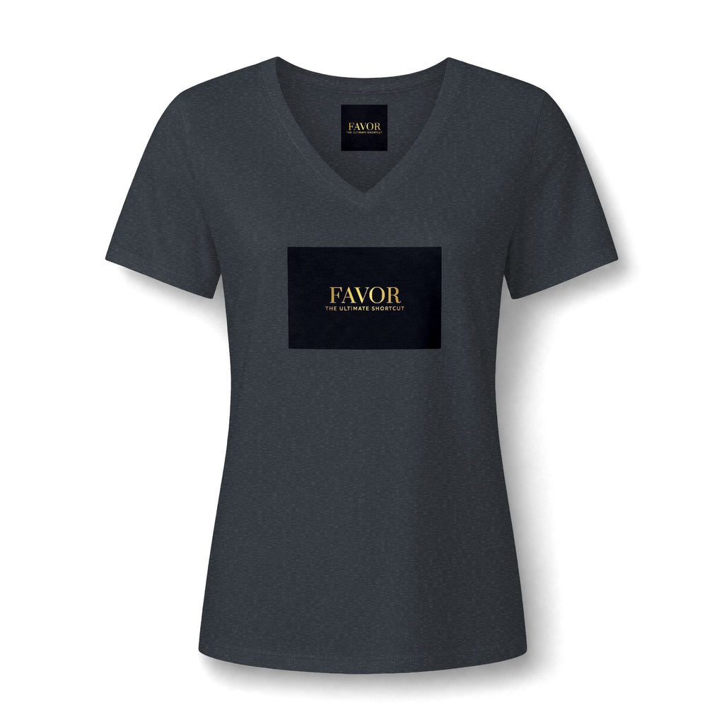 V-Neck Tee — 'Favor Heavens Favorite' Gold Script Graphic - The LW Shop