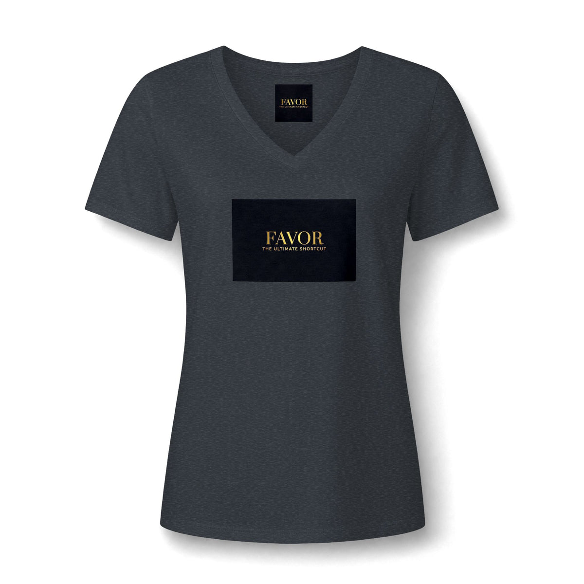 V-Neck Tee — 'Favor Heavens Favorite' Gold Script Graphic - The LW Shop