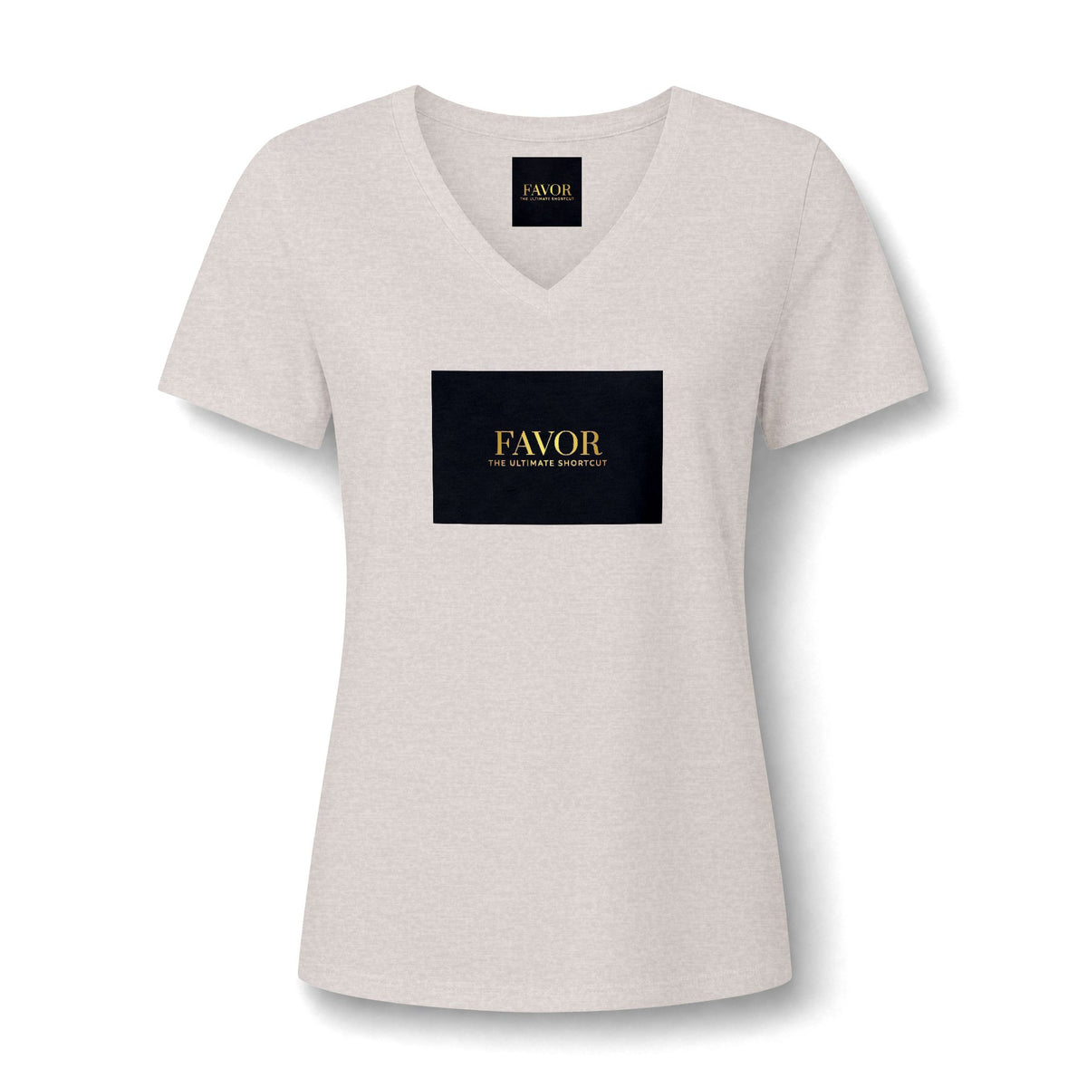 V-Neck Tee — 'Favor Heavens Favorite' Gold Script Graphic - The LW Shop
