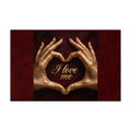 I Love Me Washable Rug — Golden Hands Heart Accent Rug, Plush Machine-Washable Area Mat