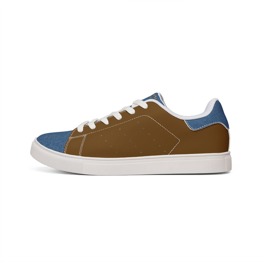 Standing On Buisness Leather Low-Top Sneakers — Brown & Denim Casual Women’s Shoes - The LW Shop