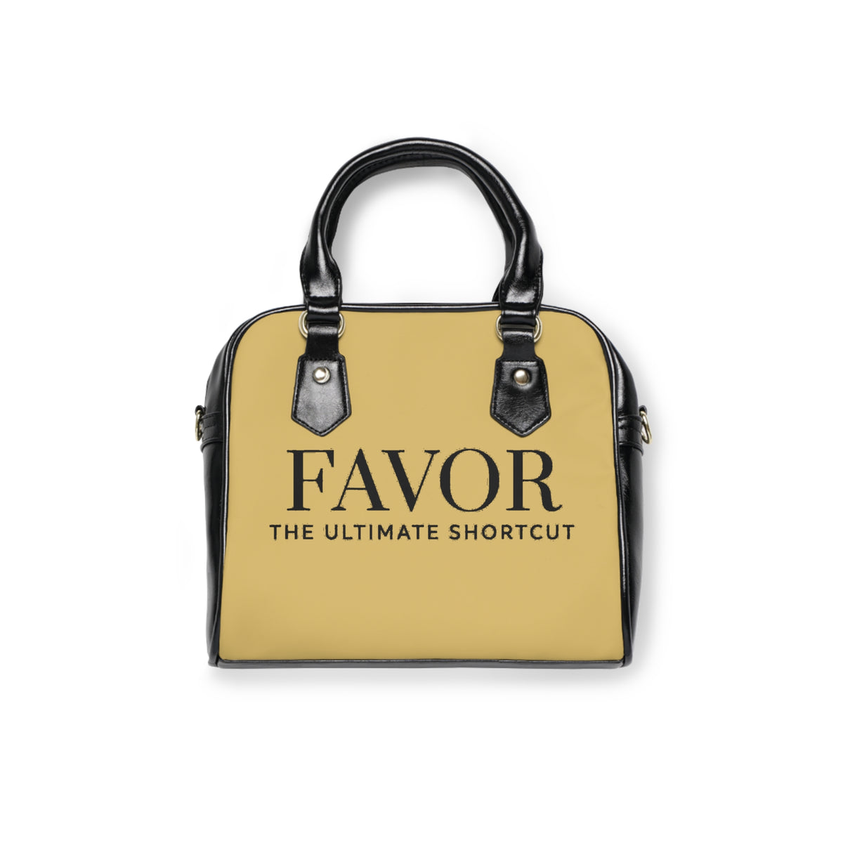 “ Favor The Ultimate Shortcut “ Classic Black & Gold Shoulder Handbag – Elegant Everyday Tote - The LW Shop