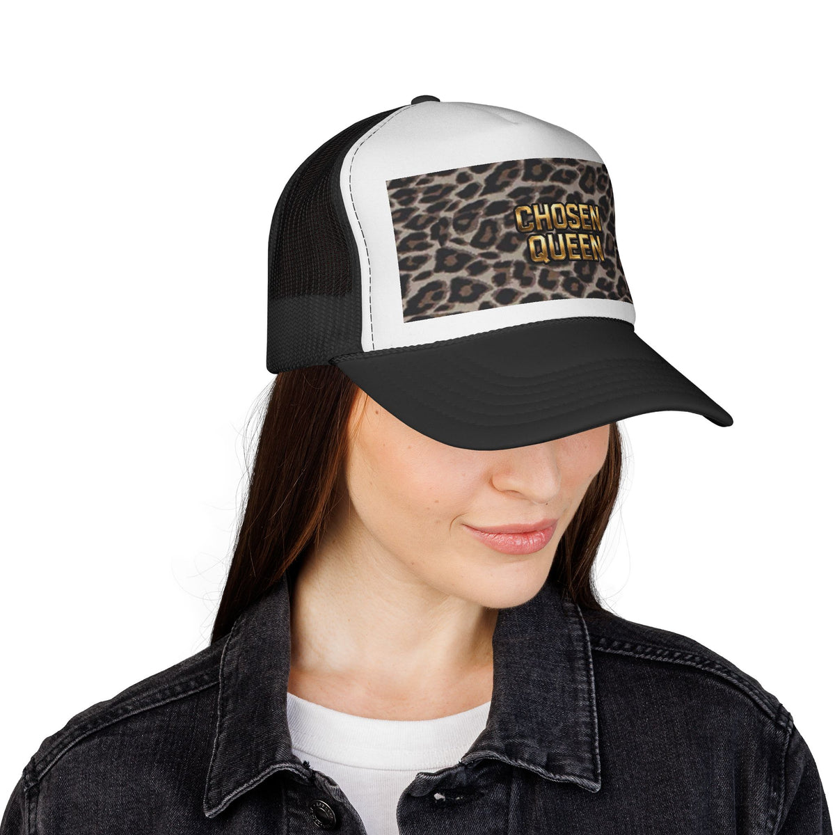 Chosen Queen Leopard Trucker Hat — Women's Bold Animal Print Cap - The LW Shop