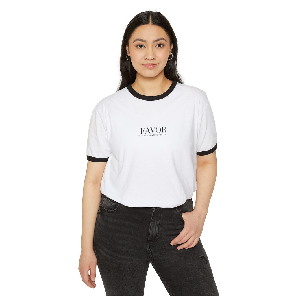 Favor Minimalist Ringer T‑Shirt — Small Center Logo Casual Tee - The LW Shop