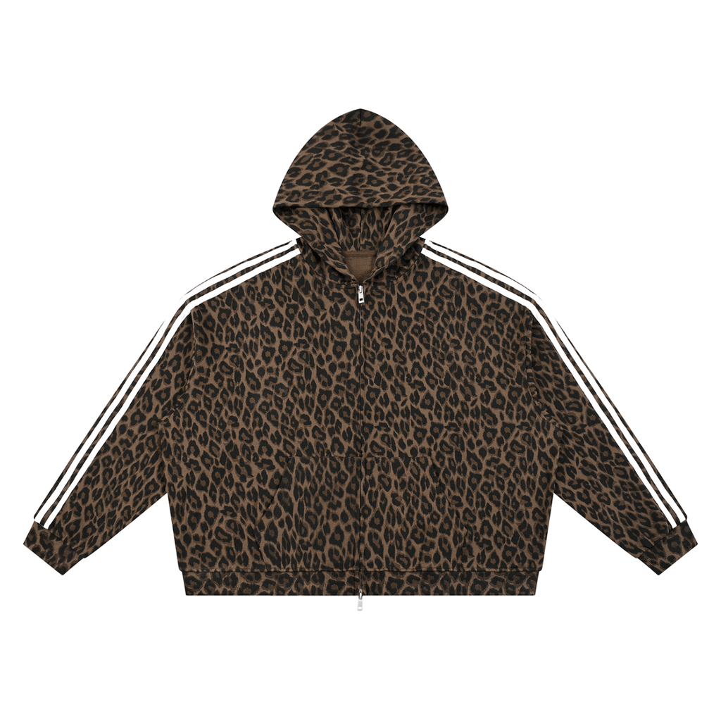 Plain Leopard Full Zip Hoodie - The LW Shop