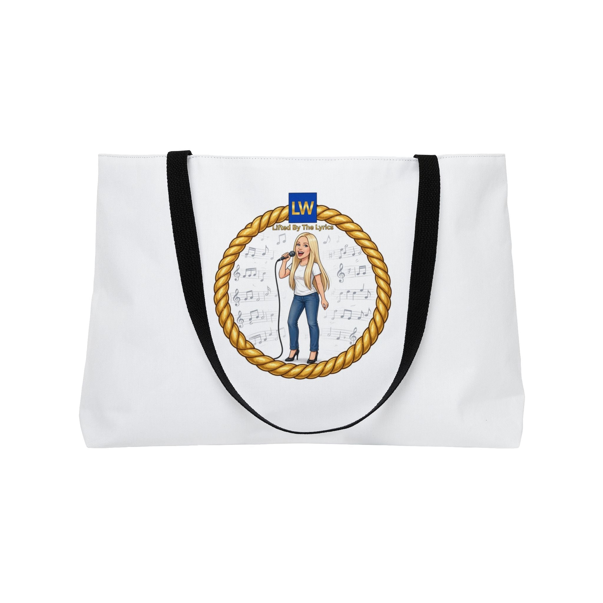Singing Woman Weekender Tote Bag — Nautical Blonde Music Lover Tote (LW Monogram)