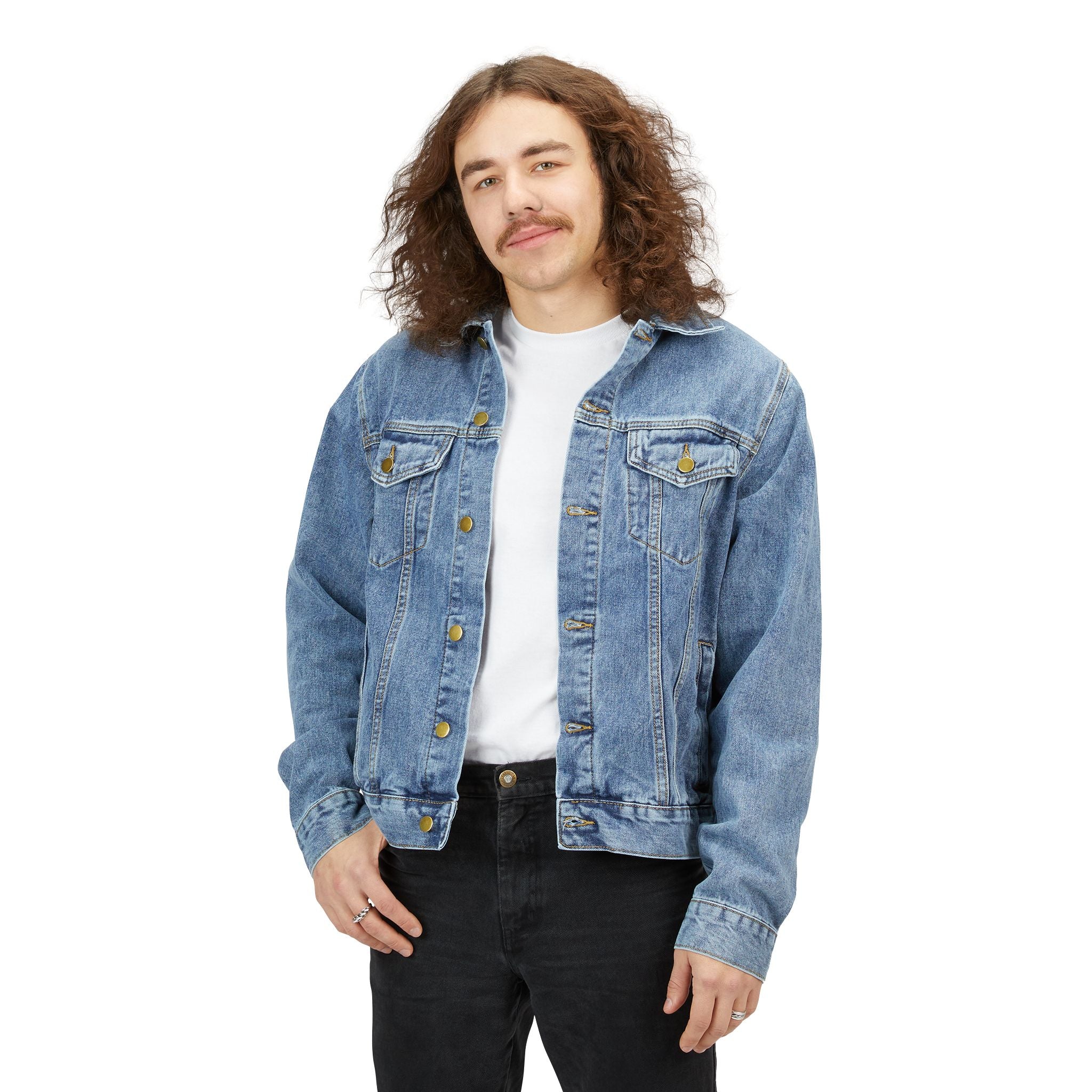 Denim Jacket — Skateboard Gold Back Patch ‘When I’m On My Board I Feel Like Gold’ - The LW Shop