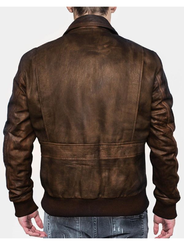 Distressed Brown Leather Jacket A2 Navy Flight - The LW Shop