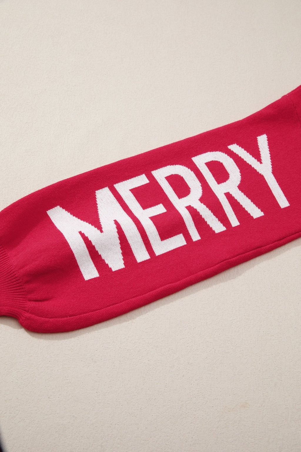 Fiery Red HO HO HO MERRY CHRISTMAS Drop Shoulder Loose Sweater - The LW Shop