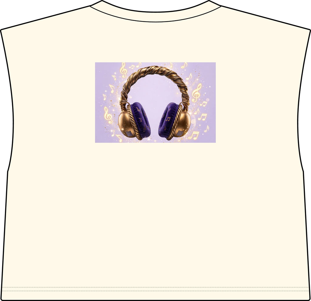 Women’s Muscle Tee — Gold & Purple Headphones Graphic - The LW Shop