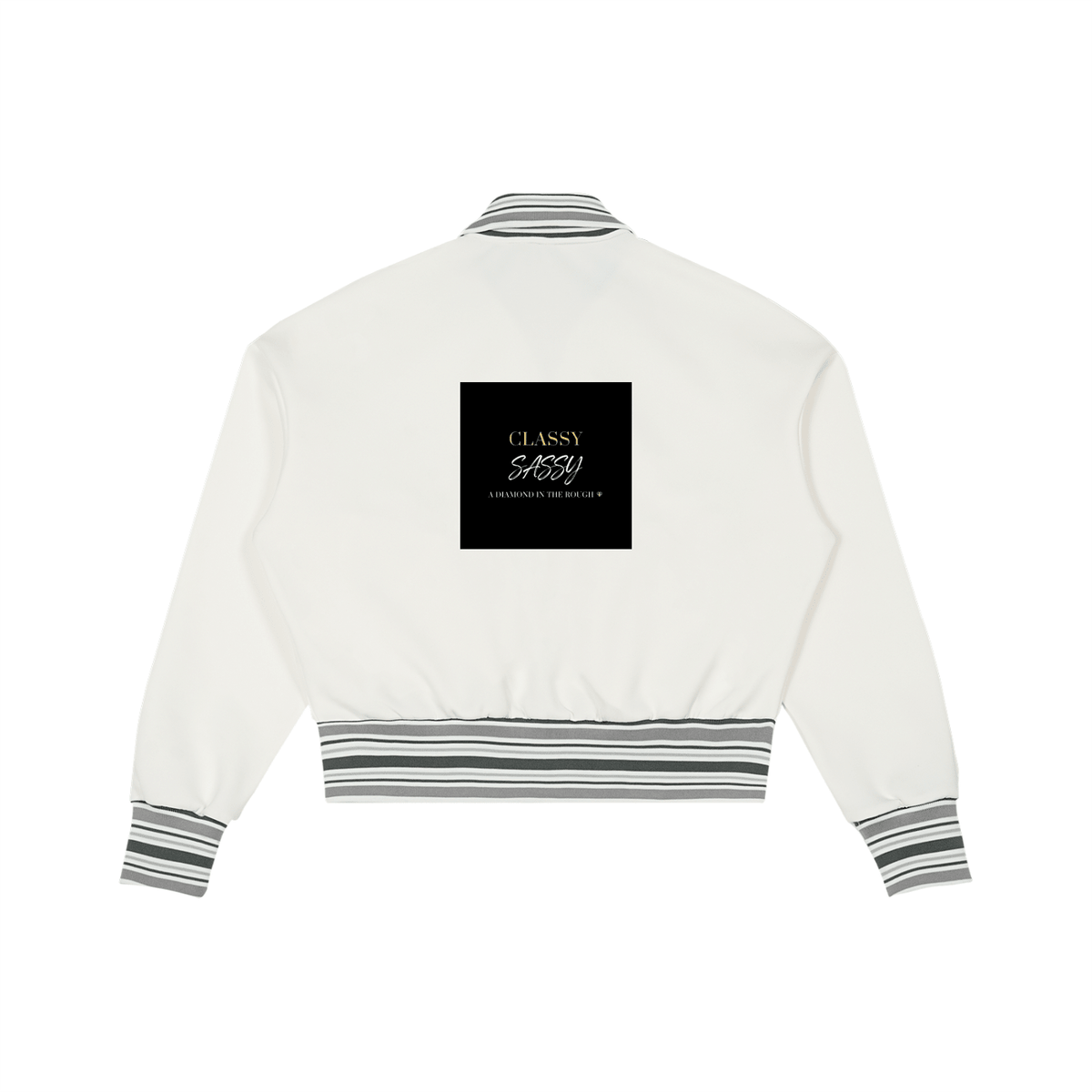 Classy Sassy Diamond In The Rough Striped Rib Collar Zip Jacket - The LW Shop