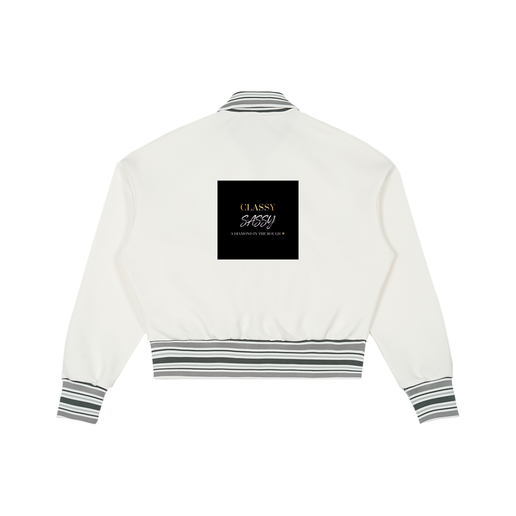 Striped Rib Collar Zip Jacket