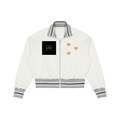 Classy Sassy Diamond In The Rough Striped Rib Collar Zip Jacket