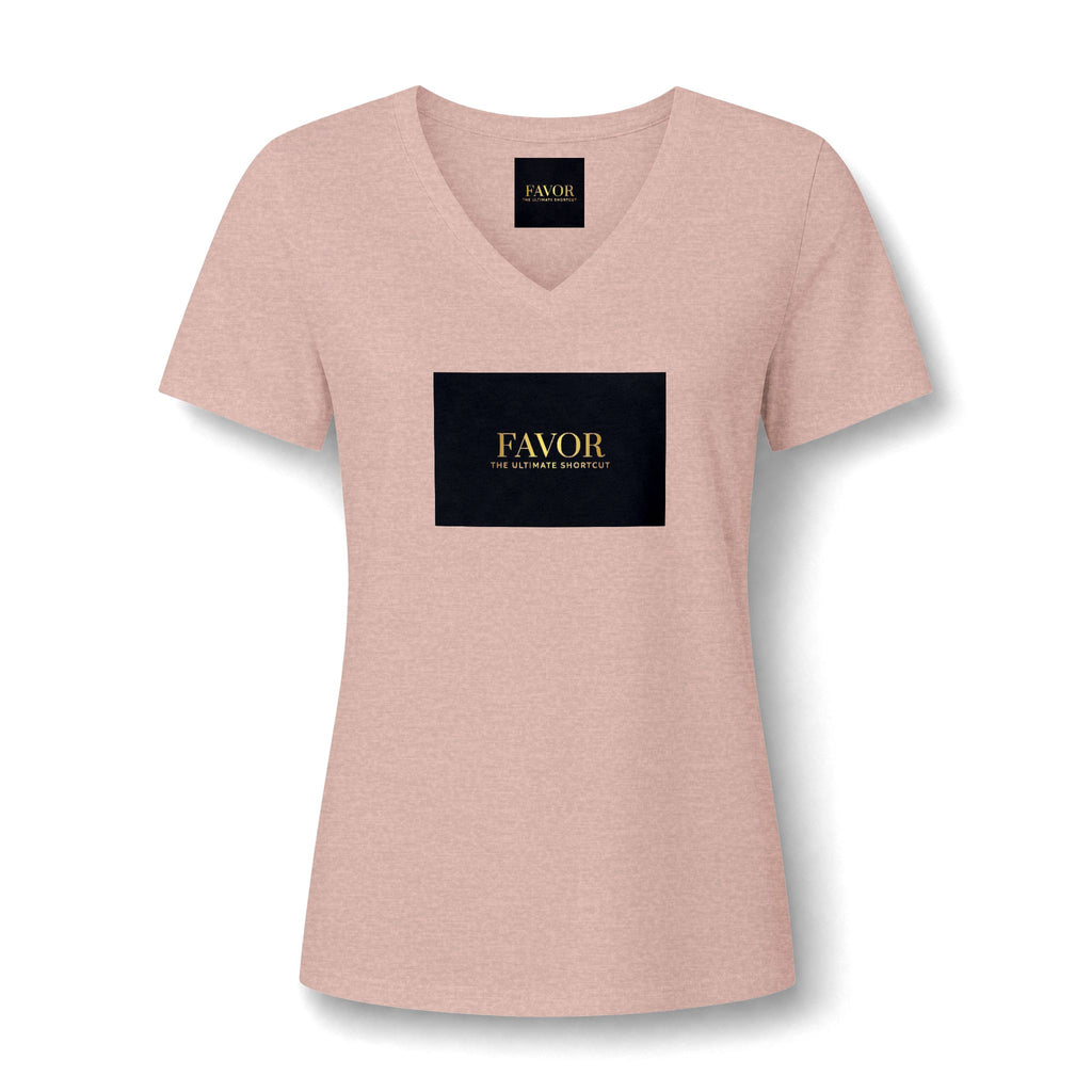 V-Neck Tee — 'Favor Heavens Favorite' Gold Script Graphic - The LW Shop