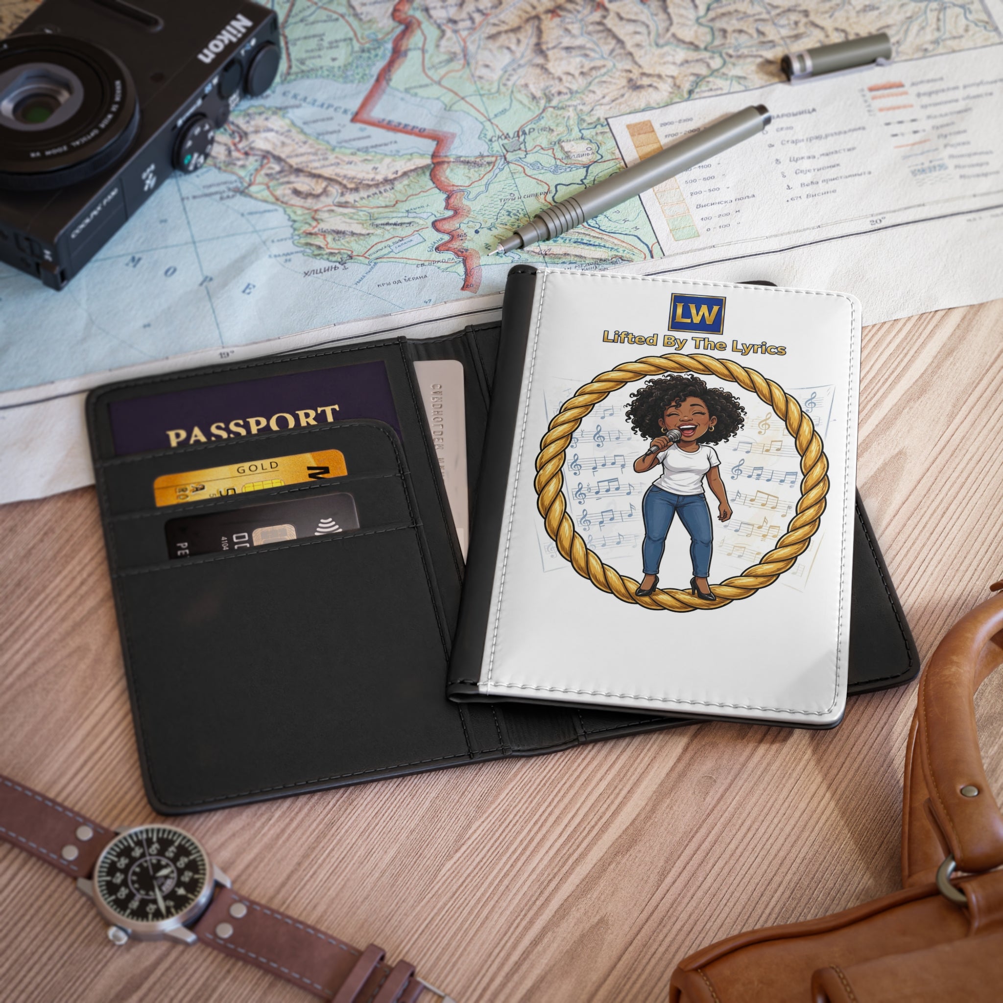 Passport Cover — 'Lifted By The Lyrics' Singer Illustration Travel Wallet