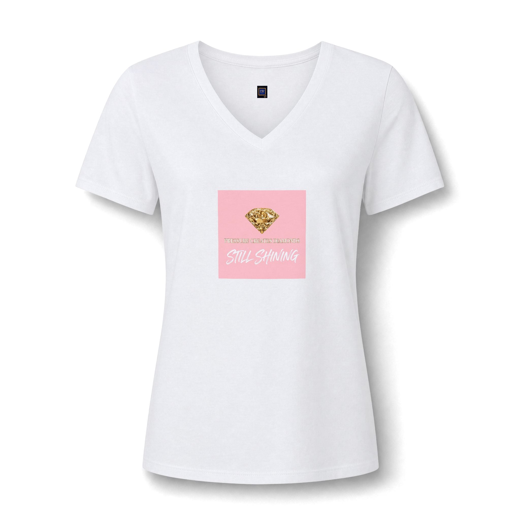Women's V-Neck Tee — Pressure Creates Diamonds Design - The LW Shop