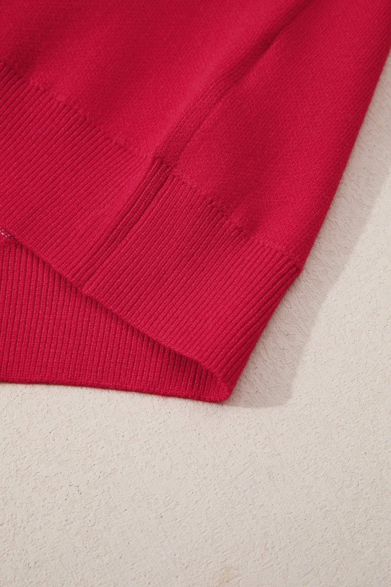 Fiery Red HO HO HO MERRY CHRISTMAS Drop Shoulder Loose Sweater - The LW Shop