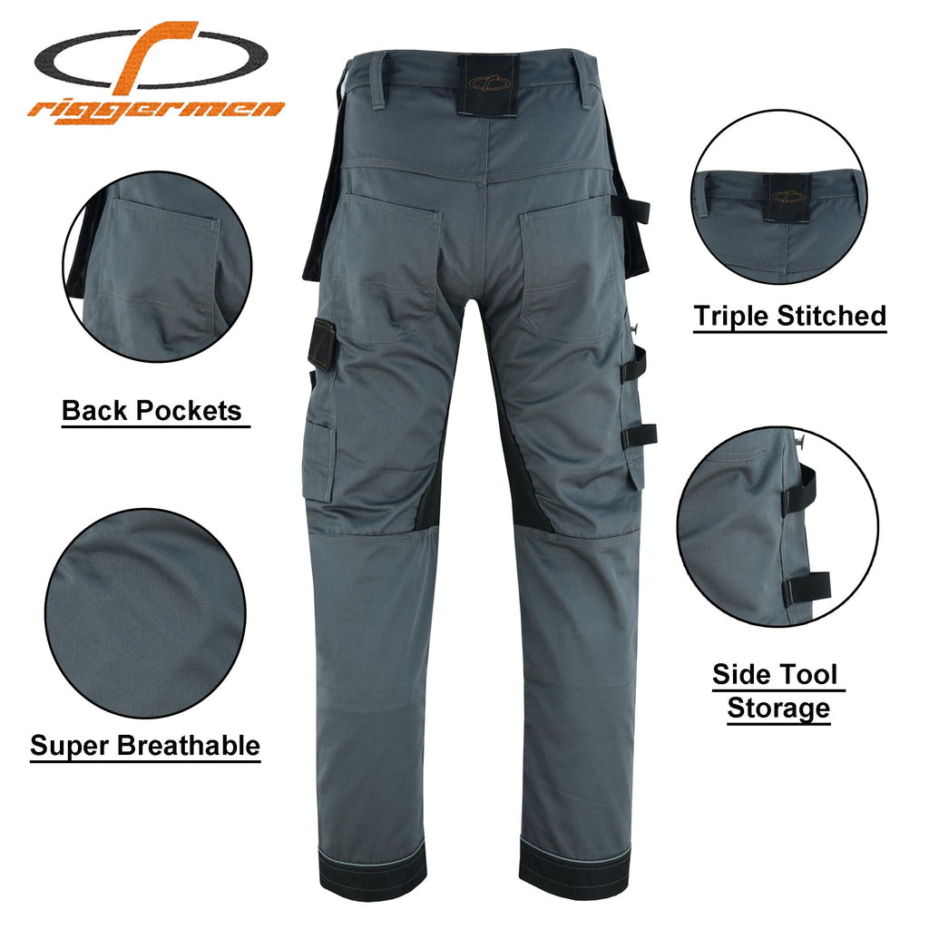 Riggermen Mens Work Pants Lightweight Cargo Tactical Trouser with Holster Pockets Relaxed Fit Safety Pants for Construction - The LW Shop