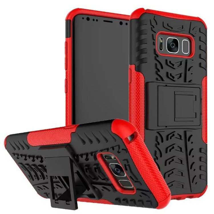 Funda de móvil Samsung S8 Plus Galaxy S8 con soporte, patrón colorido con diseño de banda de rodadura, funda protectora anticaída integral.