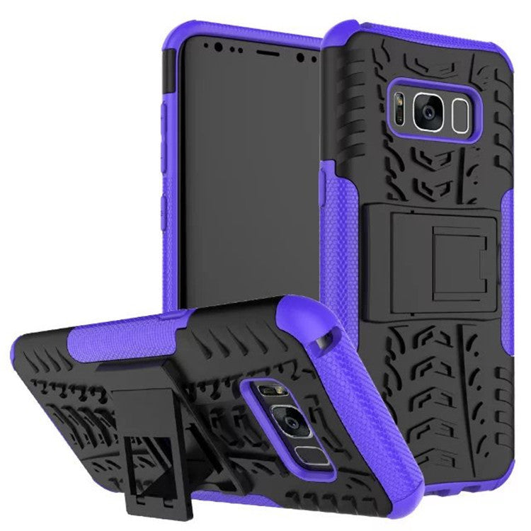 Funda de móvil Samsung S8 Plus Galaxy S8 con soporte, patrón colorido con diseño de banda de rodadura, funda protectora anticaída integral.