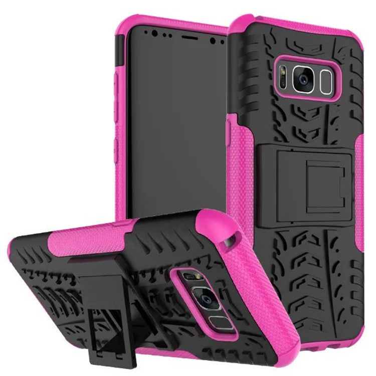 Funda de móvil Samsung S8 Plus Galaxy S8 con soporte, patrón colorido con diseño de banda de rodadura, funda protectora anticaída integral.