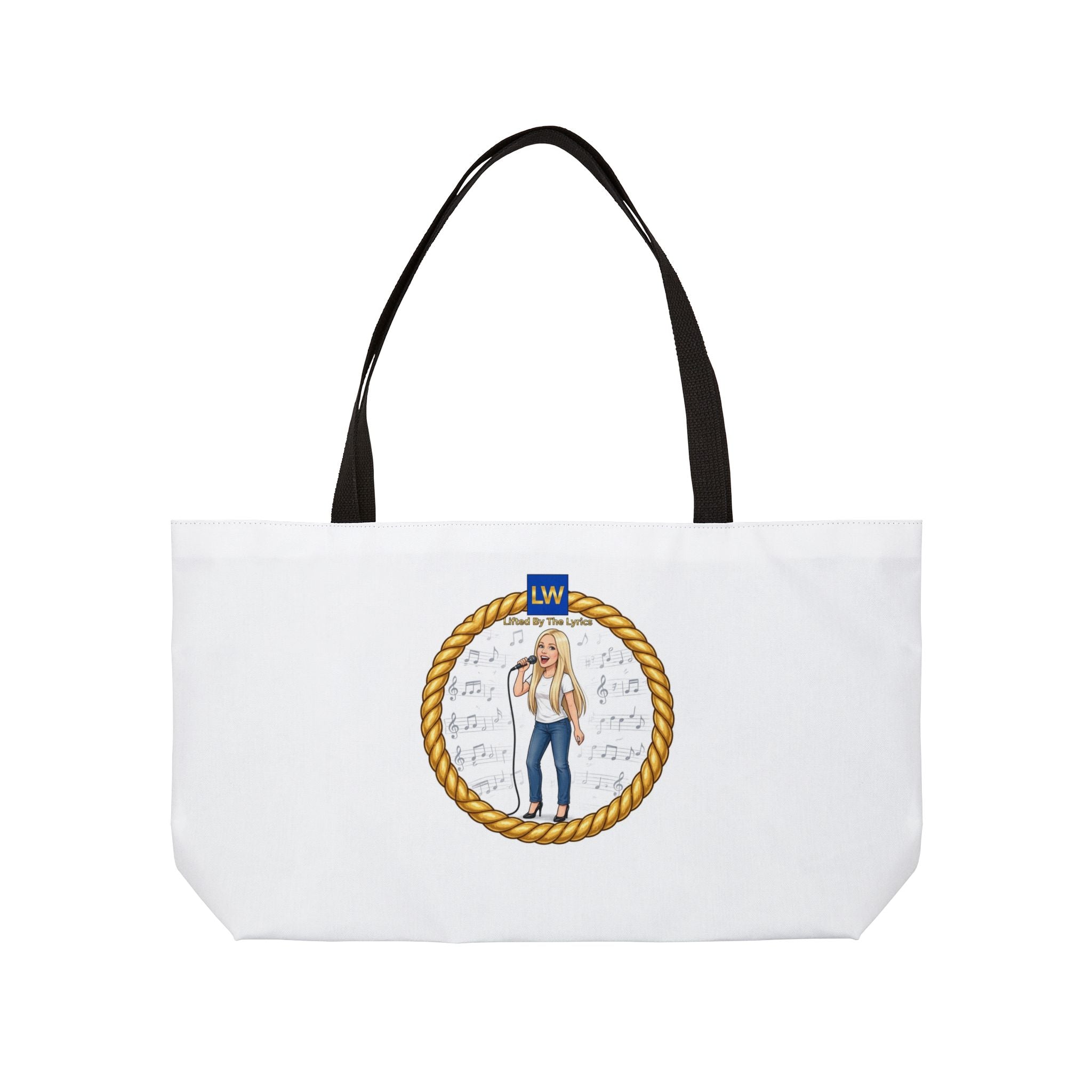 Singing Woman Weekender Tote Bag — Nautical Blonde Music Lover Tote (LW Monogram)