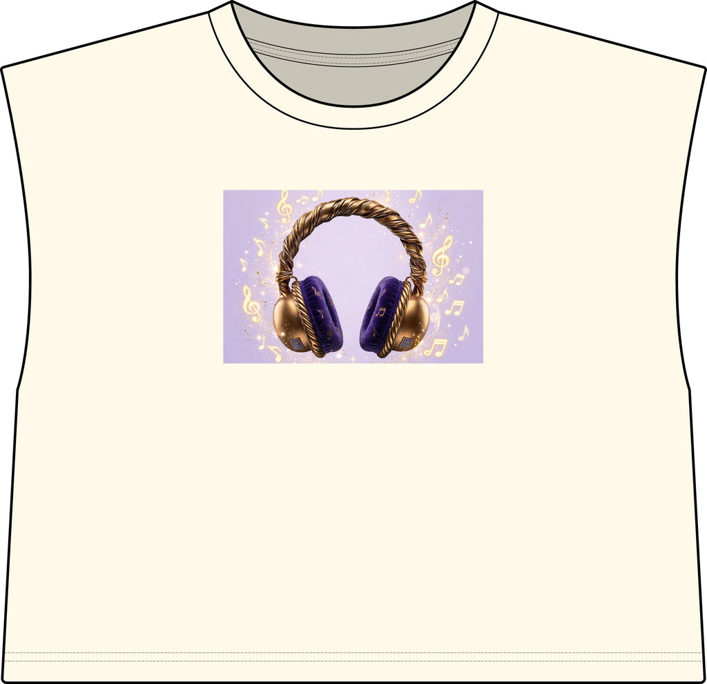 Women’s Muscle Tee — Gold & Purple Headphones Graphic - The LW Shop