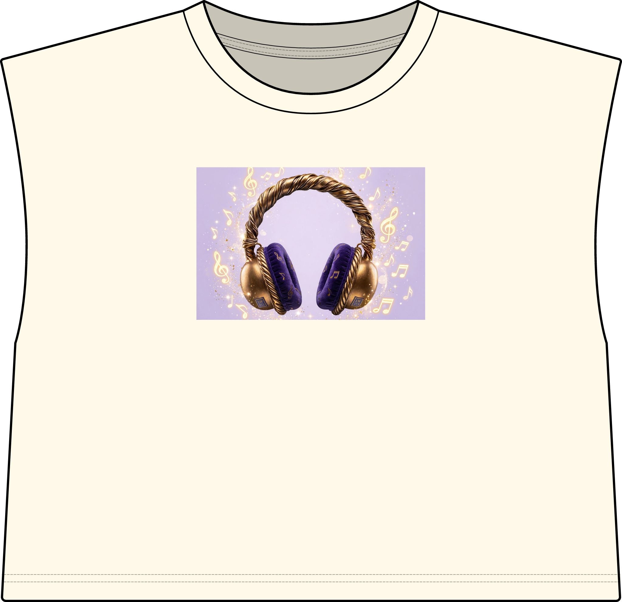 Women’s Muscle Tee — Gold & Purple Headphones Graphic - The LW Shop