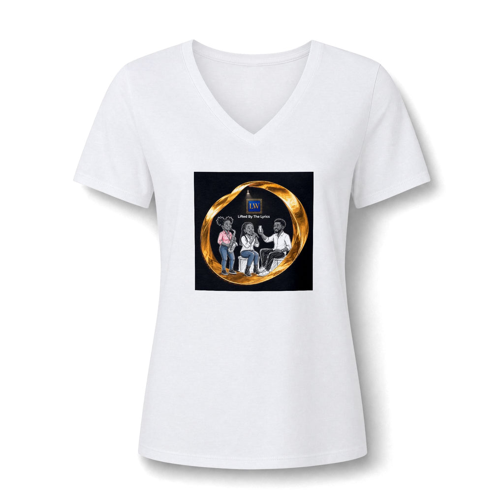 Women's  Music Singing theme Relaxed Heather CVC V-Neck Tee