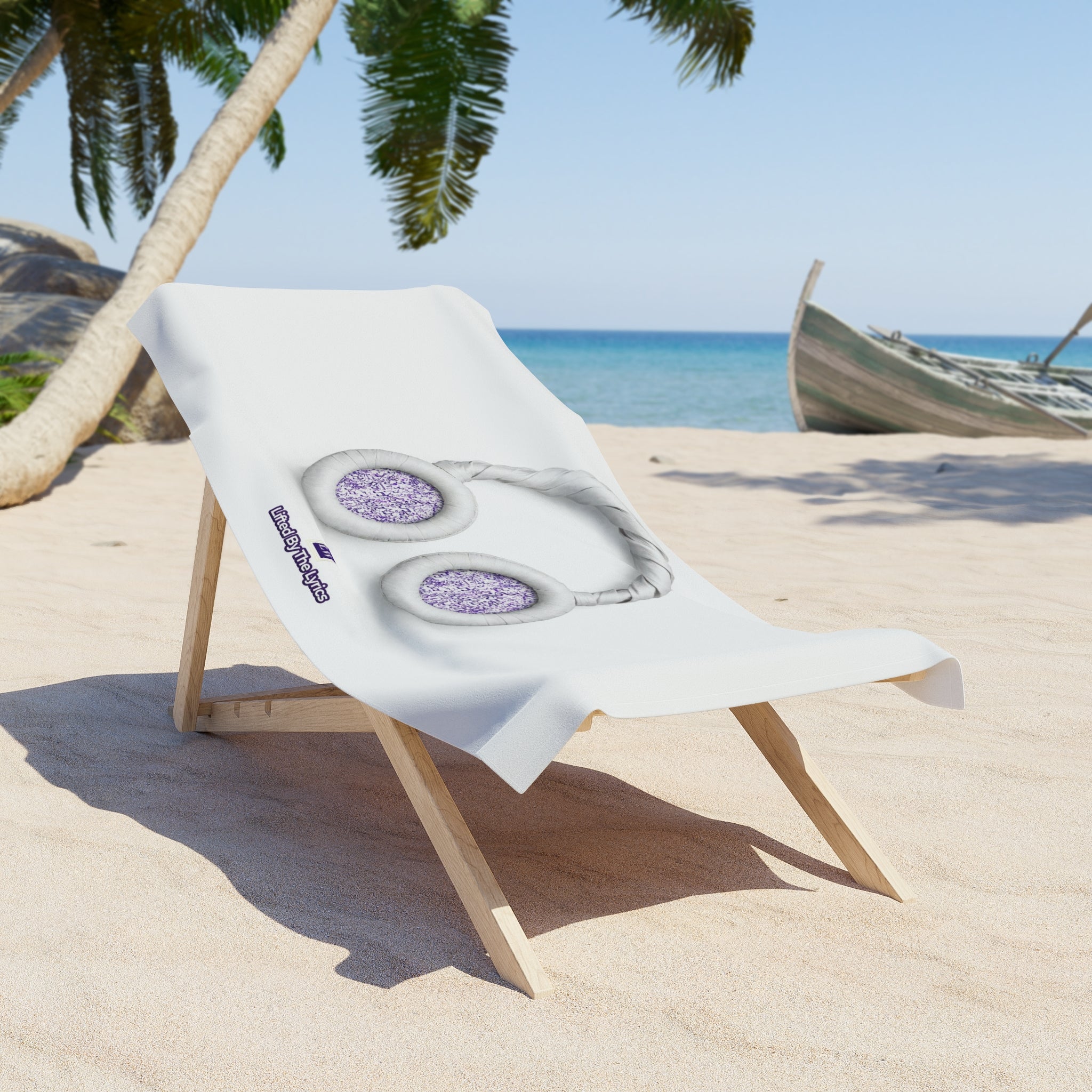 Crystal Headphones Beach Towel — Luxe Glitter Earbuds Design