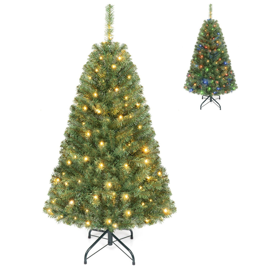 5 FT Pre-Lit Artificial Christmas Tree with Dual Color Lights - The LW Shop