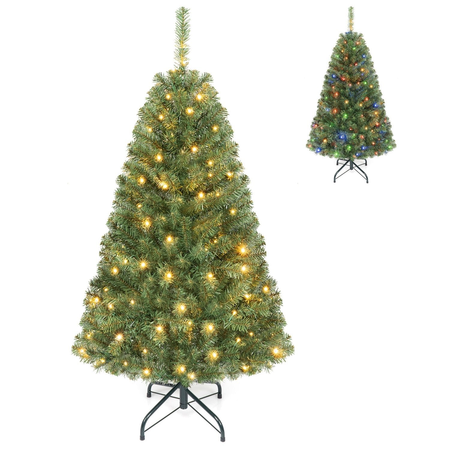 5 FT Pre-Lit Artificial Christmas Tree with Dual Color Lights - The LW Shop