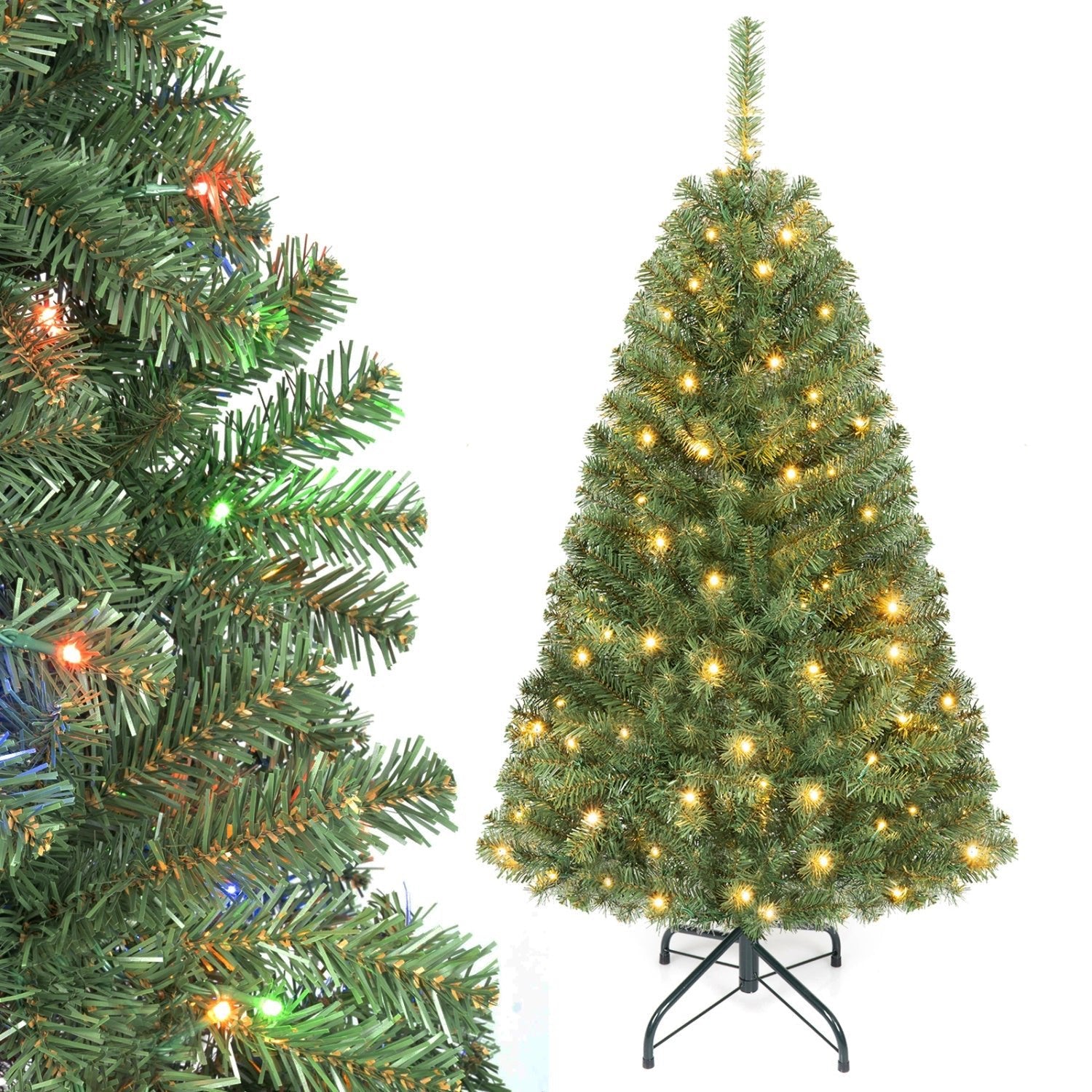 5 FT Pre-Lit Artificial Christmas Tree with Dual Color Lights - The LW Shop
