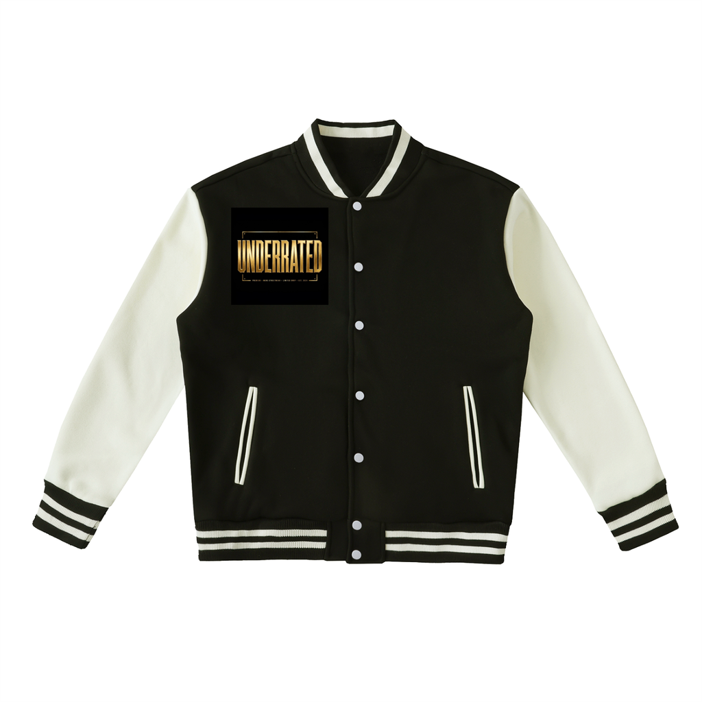 Underrated Two-Tone Fleeced Varsity Jacket