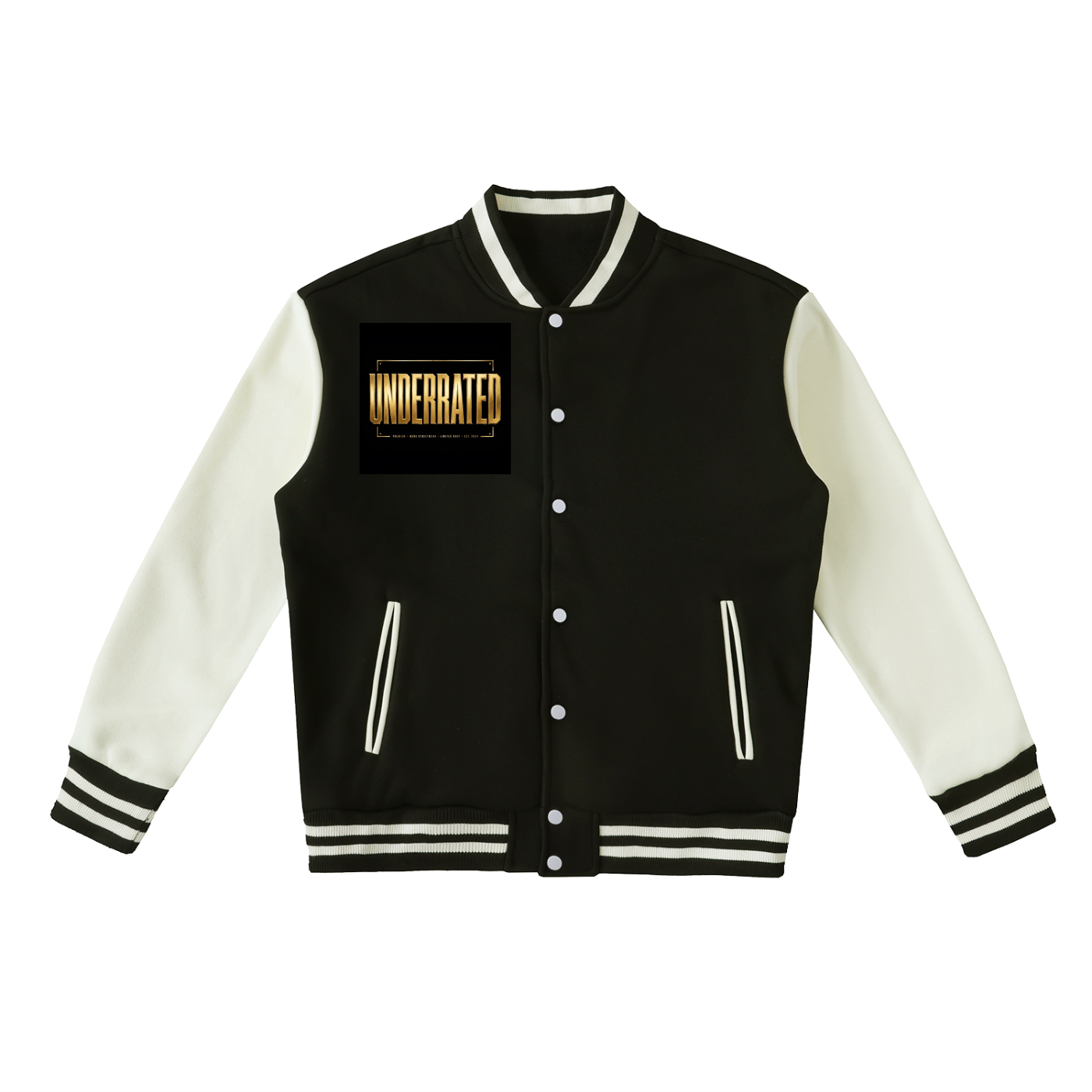 Underrated Two-Tone Fleeced Varsity Jacket