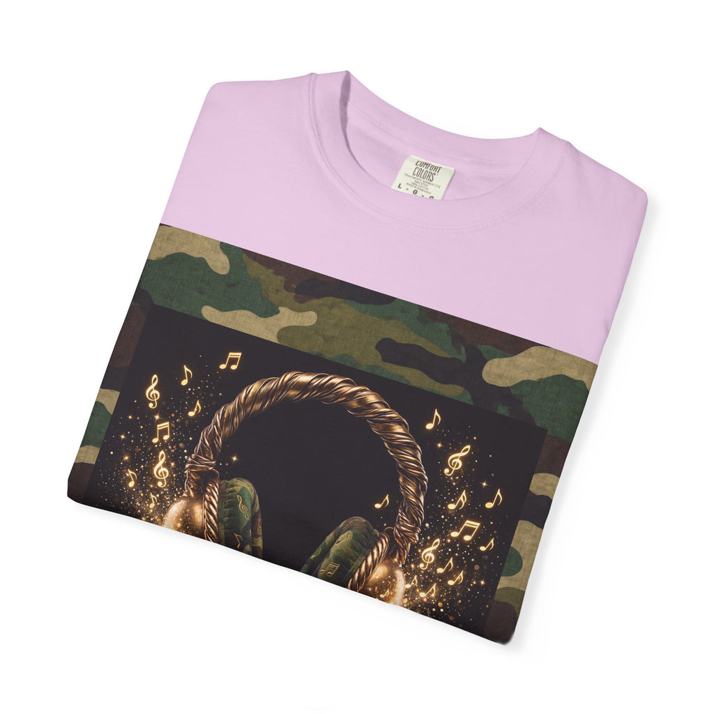 Camo Headphones Tee — Gold Spark DJ Music Graphic T-Shirt - The LW Shop